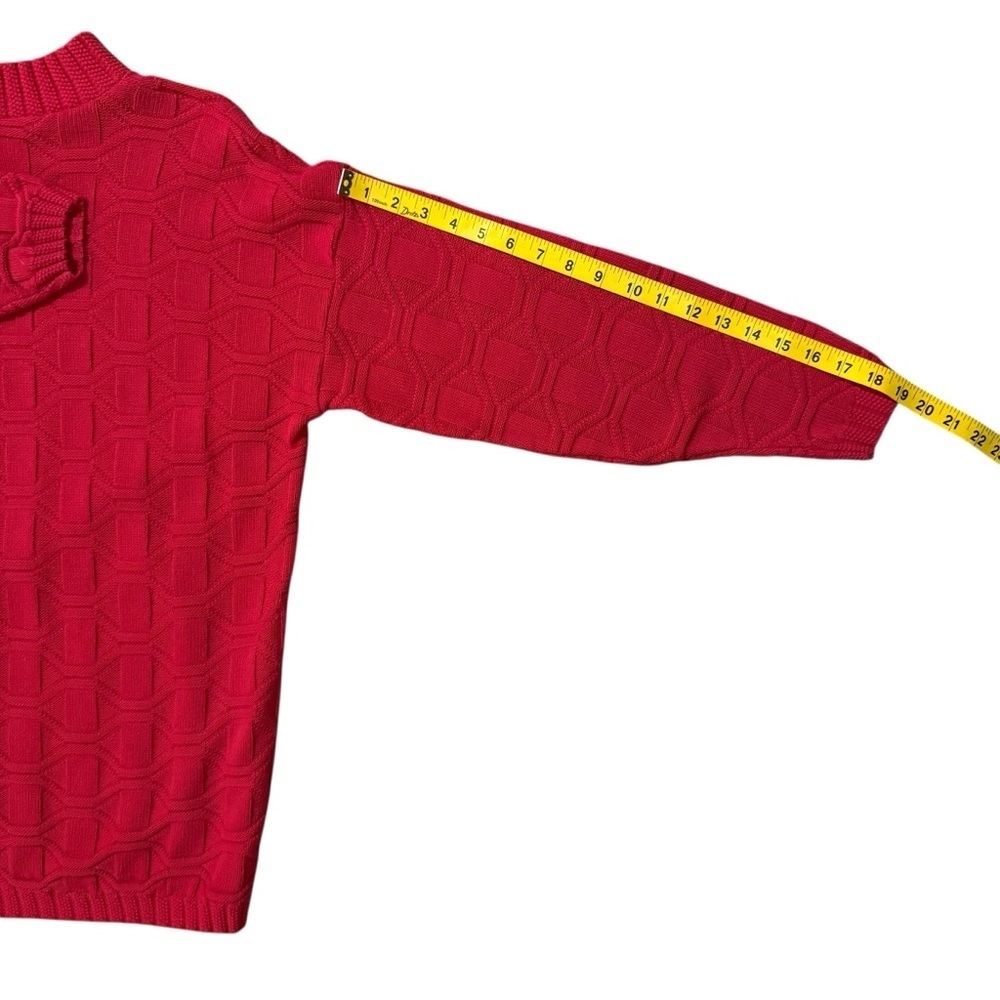 Vintage Large Class 955 80s Red Soft Cozy Textured Knit Sweater USA Made - Picture 7 of 7